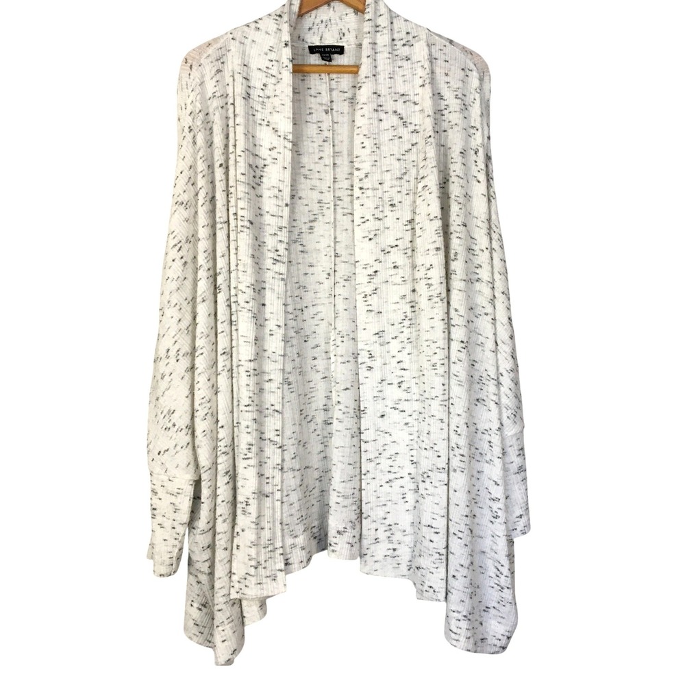 Lane Bryant White Speckled Knit‎ Open Front Cardigan Sweater Plus Size 22/24